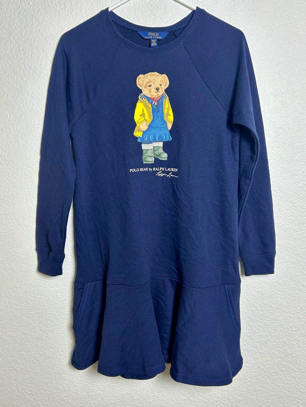 Polo Ralph Lauren, Girls XL (16), Polo Bear Sweatshirt Dress Navy Long Sleeve
